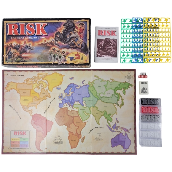 Risk The World of Conquest Complete Game No.00044 - Parker Brothers 1993 - Picture 1 of 8